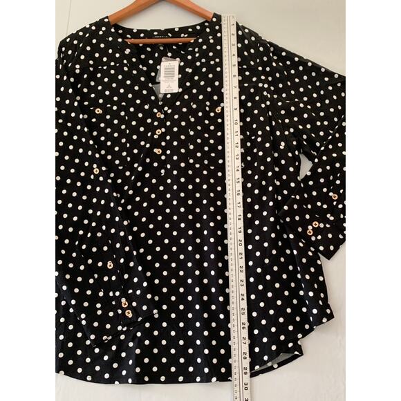 TORRID Women’s Harper Challis Long Sleeve Blouse, Deep Black, White Dots Size 3X - Picture 7 of 16